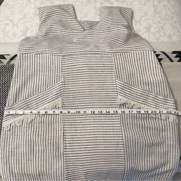 Mirth Biarritz 100% Cotton Ivory/Black Striped Dress Sz-L - Picture 13 of 16